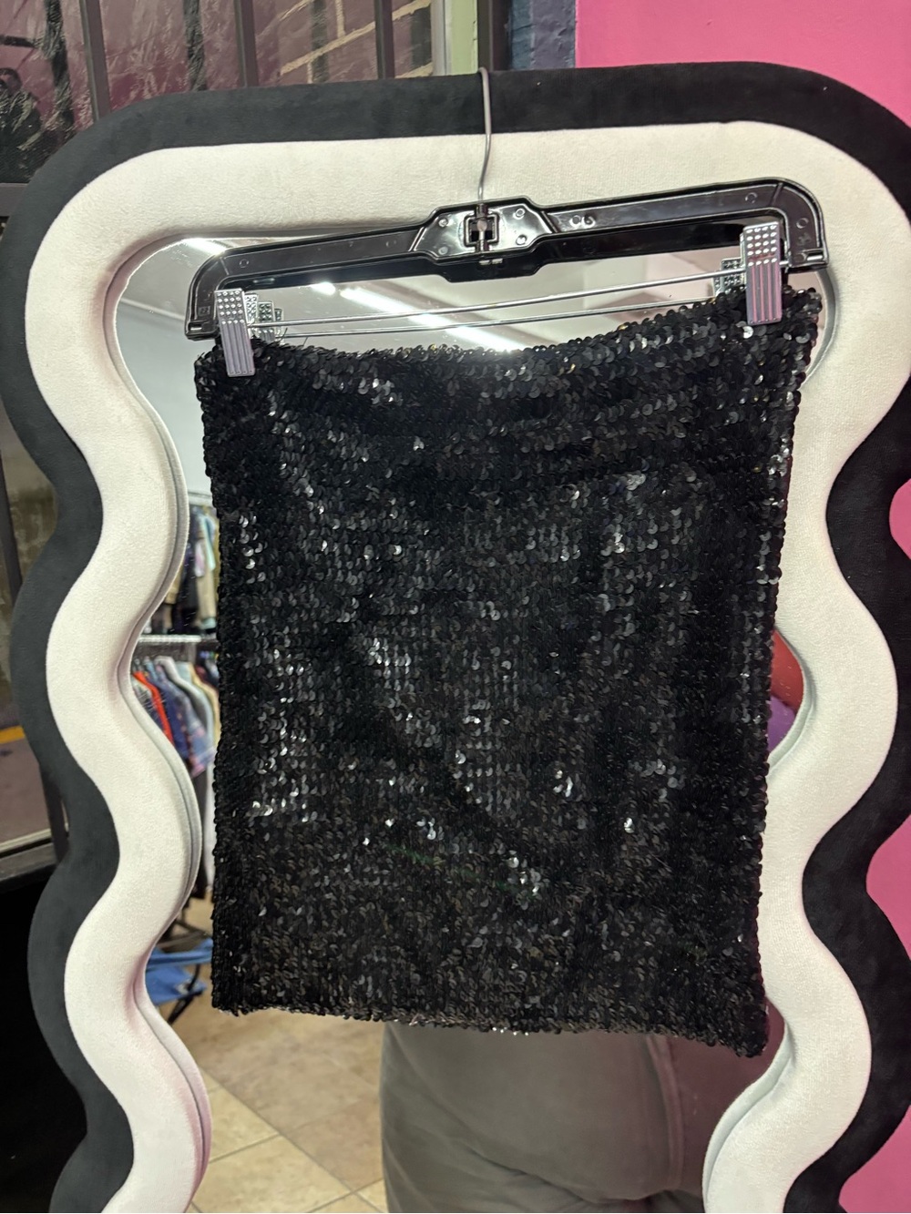 Express Black Sequin Mini Skirt
